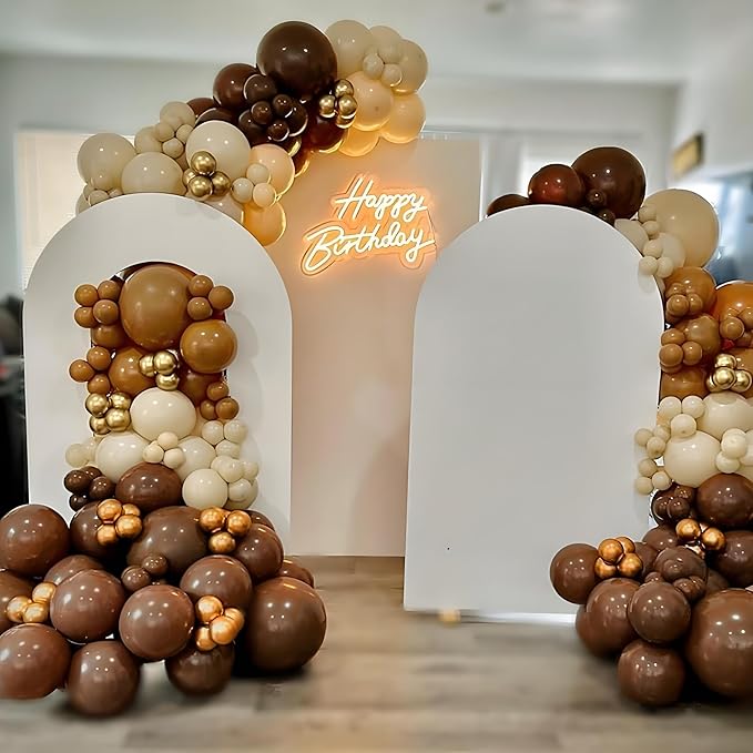 120pcs Dark Brown Balloons, 18 12 10 5 inch Boho Latex Balloons Different Sizes Dark Brown Balloon Arch Kit for Birthday Baby Shower Wedding Anniversary Party Decorations