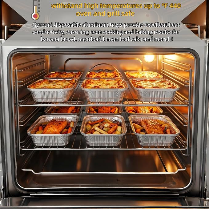 50 Pack Aluminum Loaf Pans with Lids Stickers and Spoon,6" X 4.7" X 2" Small Tin Foil loaf Pans Disposablb Foil Baking Tins Trays for Food Containers/Cakes/Bread