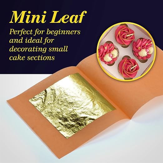 Barnabas Blattgold Edible Gold Leaf 24K - Cake Decorations, Loose Gold Leaf Sheets for Cupcakes - 1.5 inches, Book of 5