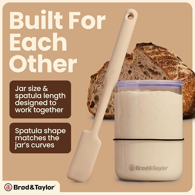 Brod & Taylor Sourdough Essentials Kit with 32oz Starter Jar and Spatula, 100% Dishwasher Safe Bread Baking Supplies & Accessories