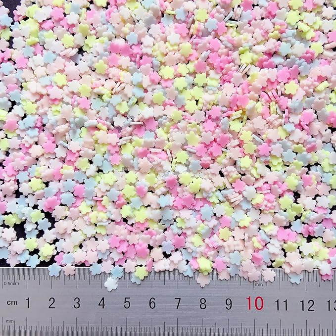 EHOPE 100G Fake Sprinkles Polymer Sprinkles Faux Sprinkles Resin Sprinkles Clay Sprinkles For Resin Fake Candy Sprinkles for Nail Art DIY Crafts Cake Phone Case (100G Colorful cherry blossom)
