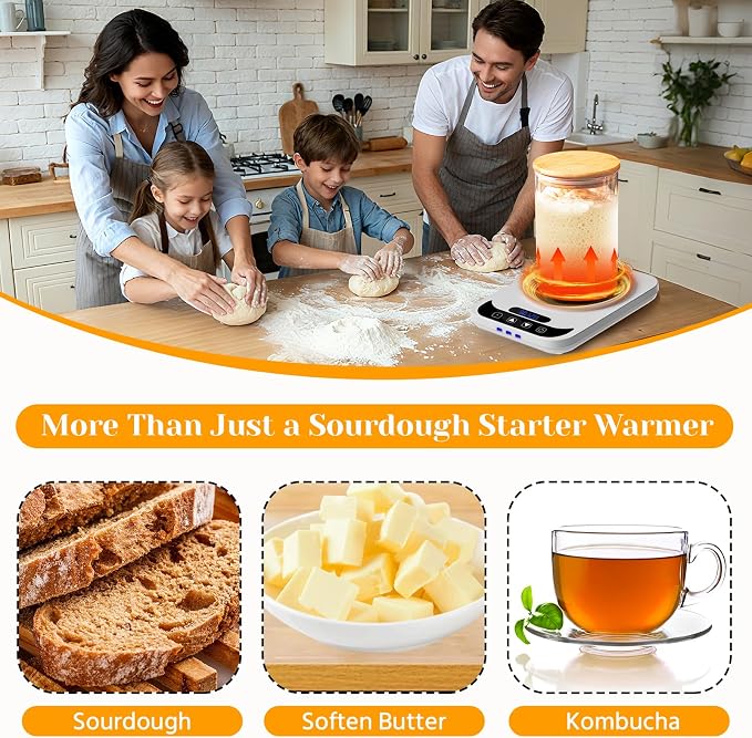 Bread Starter Warmer - Sourdough Starter Warmer Electric with Precise 1°F Thermostat Control (70-100°F) - Sour Dough Heating Mat Pad - 12H Timer - Memory Function - Sourdough Warming Mat