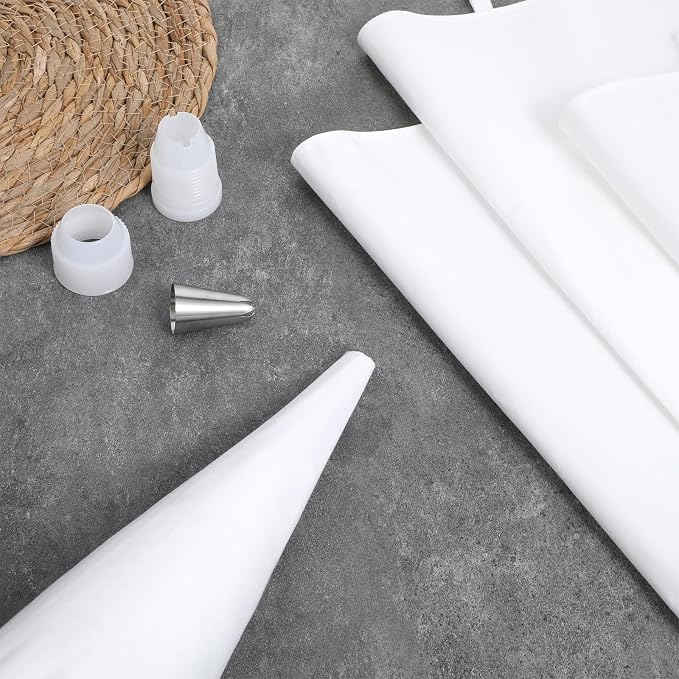Jeffdad 4 Pcs Reusable Pastry Piping Bags, 12, 14, 16, 18 Inch Professional Pastry Bag, Large Canvas Cake Decorating Bags Icing Piping Bag for Frosting, Icing, Cupcakes, Cookies