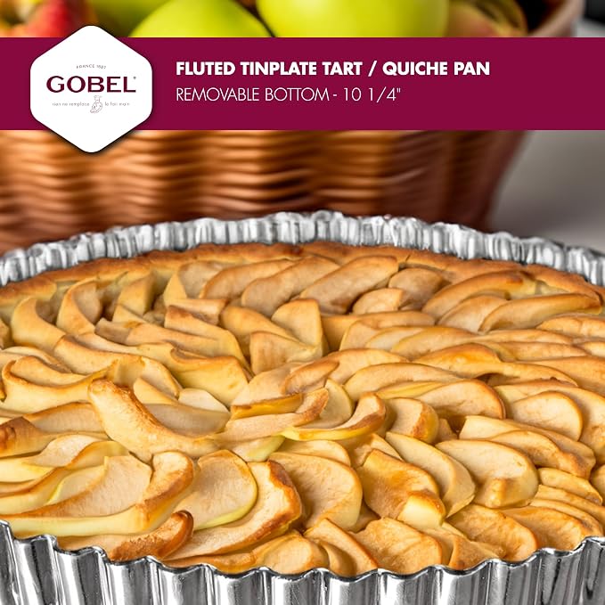 Gobel - Tinplate Round Fluted Tart Mold/Quiche Pan with Removable Bottom - 10 1/4"