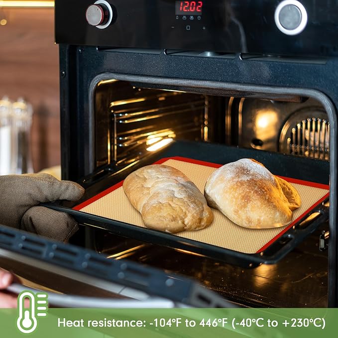 Baderke 2 Pack Toaster Oven Liner for Ninja St100 and St101 Foodi 2-in-1 Flip Toaster 9.6 x 5.6 in Silicone Liners Non Slip Silicone Baking Mat for Baking Cookies Bread Oven(Black, Red)