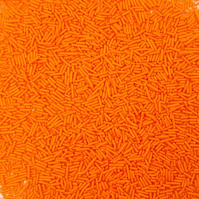 Sentovac Edible Orange Jimmies Sprinkles for Cake Decorating | Cupcake and Ice Cream Toppers Cake Decorations | Soft Jimmies Sprinkles for Baking | 1 Bottle 2.75oz Cookie Decorating Celebrations Wedding Shower Party Chirstmas Supplies