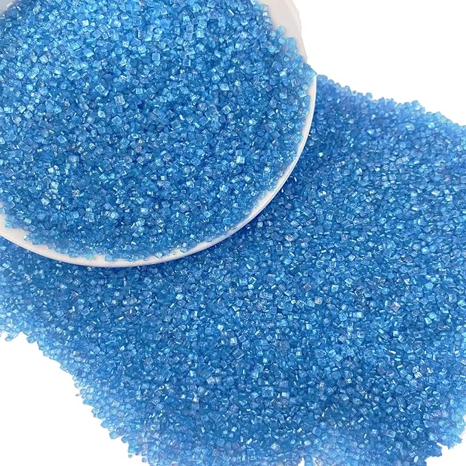 Sentovac Blue Sanding Sugar for Baking Edible Sparkling Coarse Sugar Crystals Sprinkles for Baking Topping Cake Cookie Cupcake Topper Ice Cream Decoration Supplies 3.2 OZ