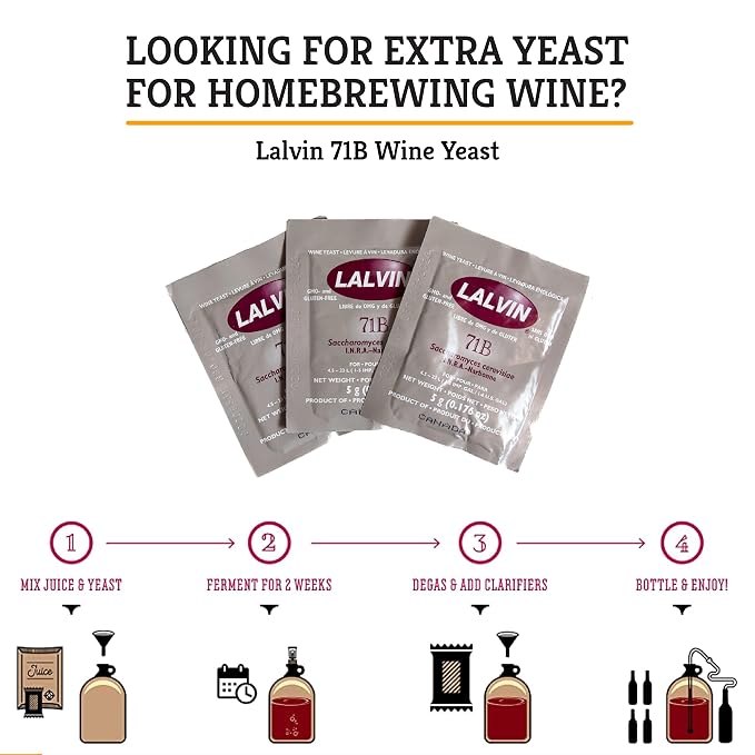 Craft A Brew - Lalvin 71B Wine Yeast - Dry Wine Yeast - For Fruity Wines & Ciders - Ingredients for Home Fermenting - Wine Making Supplies - [12 pack]