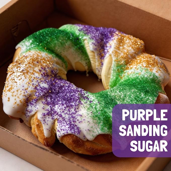Purple Sanding Sugar | Purple Sprinkles | Edible Coarse Sugar Crystals | For Baking Dessert Decorating, Cake, Cupcake, Cookie, Ice Cream | Halloween Mardi Gras Holiday Party | 4.6 Ounces