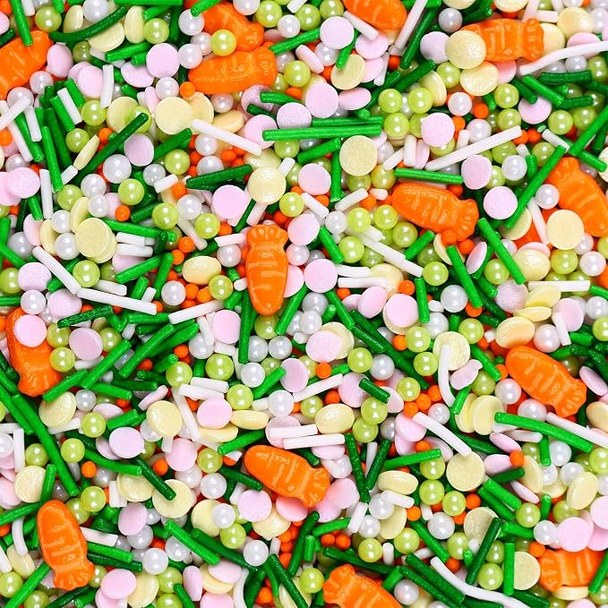 Easter Sprinkles for Cake Decorating St. Patricks Sprinkles, Edible Carrot Sprinkles, Spring pastel Confetti Sprinkles for Cake Cookie Cupcake Toppers Ice Cream Jimmies Decorations 7ounce