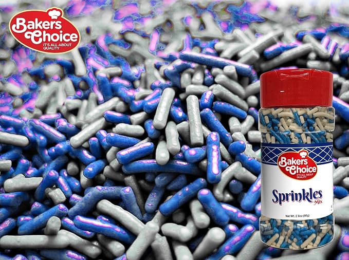 Baker's Choice Hanukkah Sprinkles For Baking - Blue & White Sprinkles - Boy Baby Shower Gender Reveal & Chanukah Sprinkles for Cookie Decorating - Dairy Free, Kosher 2.8 oz