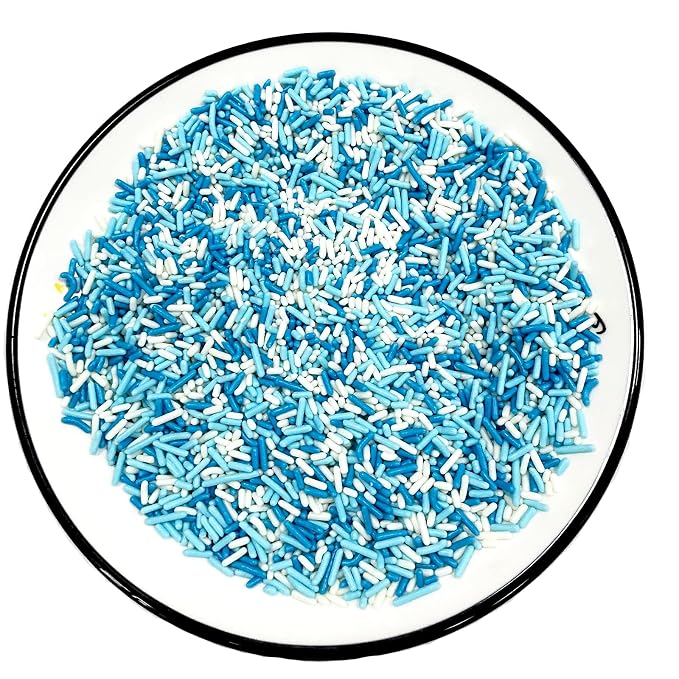 Homipooty Blue White Soft Jimmies Sprinkles Edible Candy Jimmies Sprinkles for Cake Decorating 78g/2.75oz Cookie Cupcake Topper Ice Cream