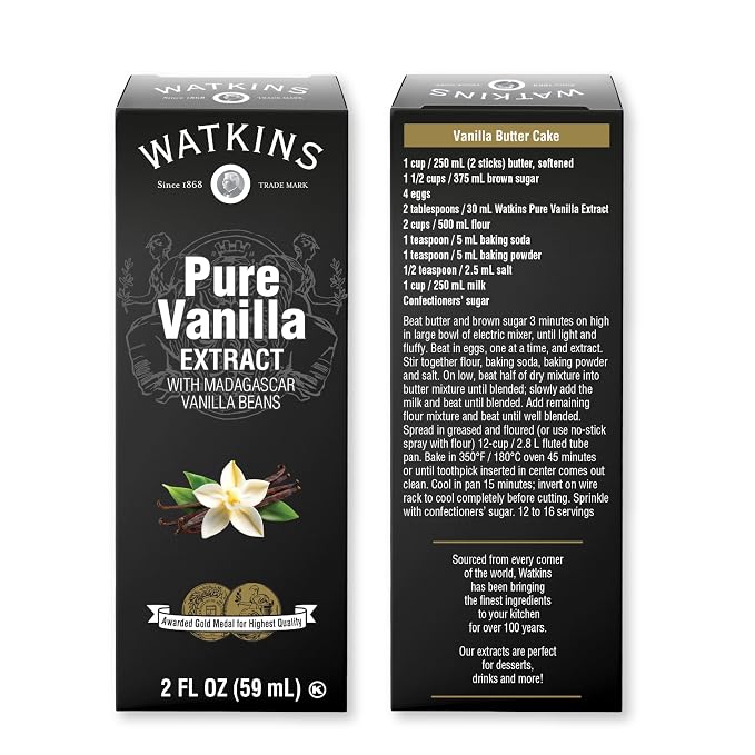 Watkins Pure Vanilla Extract, with Madagascar Vanilla Beans, Non-GMO, Kosher, 2 oz. Bottle, 1-Pack