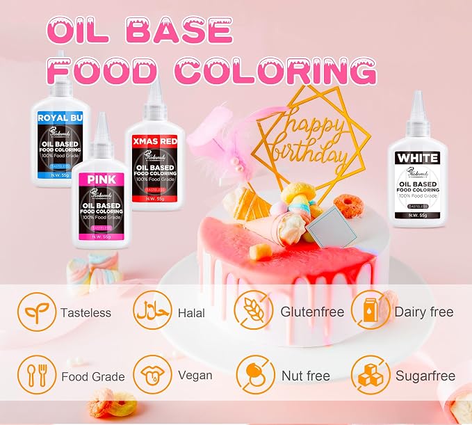 Oil Based Food Coloring Set, Red Velvet Oil Based Food Coloring for Chocolate, Food Grade Food Color Dye for Candy Melts, Baking, Icing, Frosting and Cake Decorating, Flavorless Vibrant - 55g/Bottle