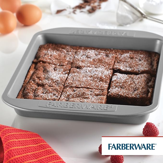 Farberware Nonstick Bakeware 9x9 Baking Pan, Square Cake Pan, Gray