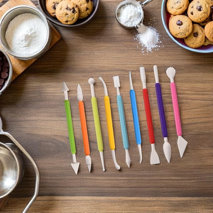 Cabilock 18pcs Fondant Modeling Set Cake Decorating Tools Polymer Clay Sculpting Tools Baking Sculpting Kit for Sugarcraft and Cookie Decoration