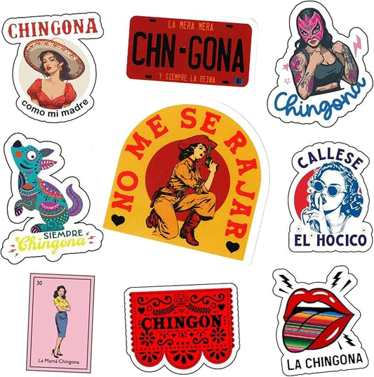 Funny Chingona Stickers for Mexican Latina Women, Bold Hispanic Heritage Decals for Water Bottles Laptop Kindle, Vibrant Chicana Power Gift Set, Waterproof Vinyl