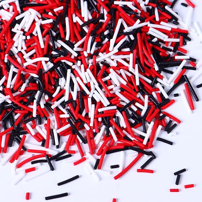 Edible Red and Black White Sprinkles, Jimmies Sprinkles for Cake Decorating, Edible Jimmies for Cupcakes, Cookies, Ice Cream, and Candy(120g/4.23oz)