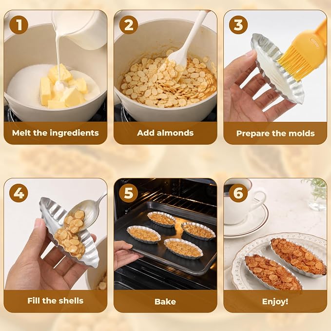 25PCS Egg Tart Molds Aluminum Alloy Reusable Boat Tart Tin Baking Cake Mini