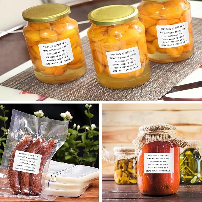 120 Pack Cottage Food Law Label Stickers,1.5x2 Inch Cottage Law Labels for Baker's,Home Kitchen Food Labels Non-Inspection Statement