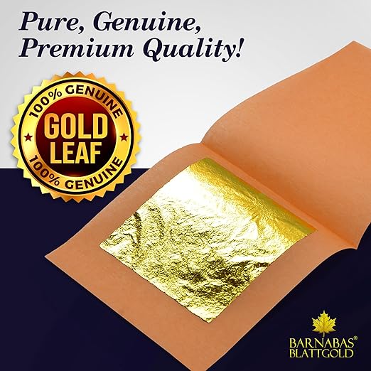 Barnabas Edible Gold Leaf 24K - Cake Decorations, Loose Gold Leaf Sheets for Cupcakes - 1.5 inches, Interleaf of 24