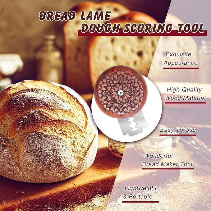 Windspeed 1+10 Pcs Sourdough Bread Lame Scoring Tool, Best Bread Lame Cutter For Sourdough Bread Lame Wooden Bread Lame Dough Scoring Tool Include 10 Razor Blades and Storage Cover