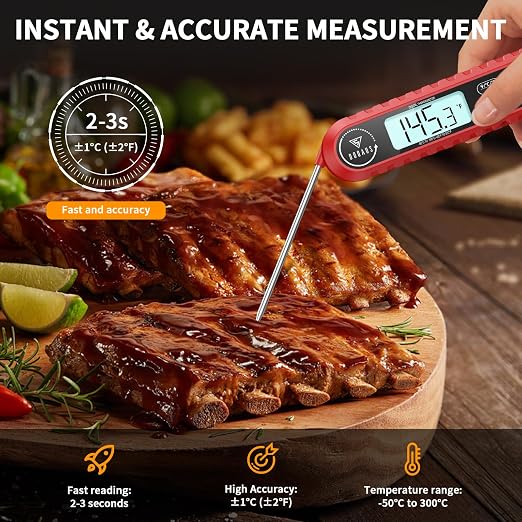 DOQAUS Meat Thermometer Digital with Dual Probe, Instant Read Food Thermometer for Cooking with Backlight and Alarm, 3s Fast Response, 40-inch Long Wired Probe for Oven BBQ Grill Smoker Candy