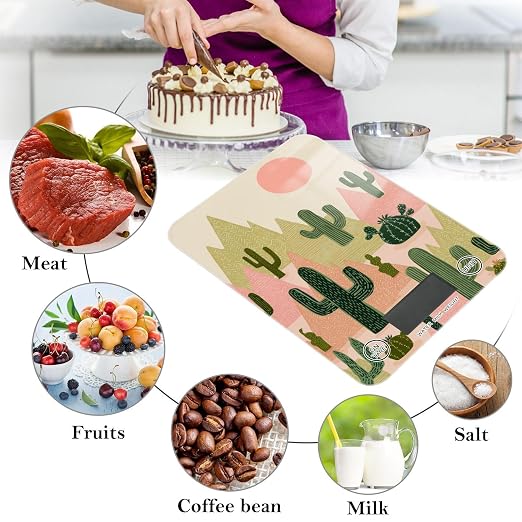 Food Scale Kitchen Scale Food Weight Scales Digital Weight Grams and Ounces Small Electronic Food Scale for Baking Cooking Boho Cacti Mountains Sun
