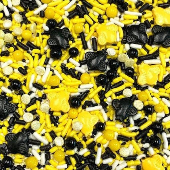COOL MOM SPRINKLES Bumble Bee Sprinkles (4 oz.) – Summer Themed Birthday Sprinkles for Decorating Cakes, Cupcakes, Cookies & Desserts – Mixed in the USA/Gluten-Free