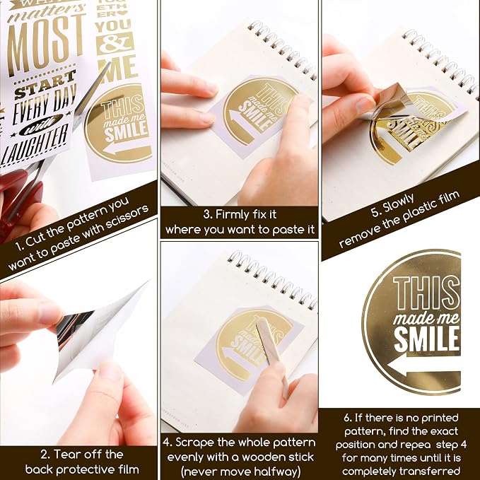 Chinco 10 Sheets Scrapbook Stickers 400+ Pcs Gold Love Stickers Foil Transfer Scrapbooking Supplies for Anniversary