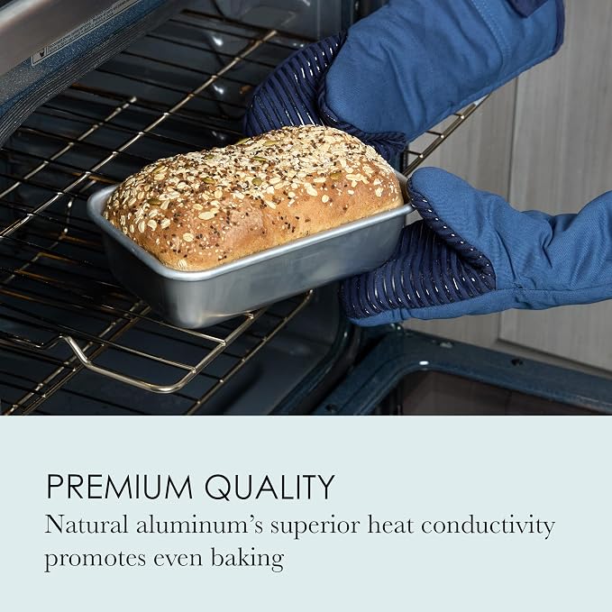 Chicago Metallic Loaf Pan 9x5 Inch, Recycled Aluminum Bread Pan for Baking, Wire-Reinforced Rim, Even Heat Distribution for Bread, Pound Cake, Meatloaf