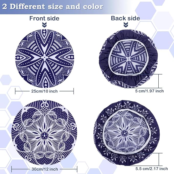 2 Large Reusable Beeswax Bowl Covers for Bread Proofing, 10/12 Inch Elastic Beeswax Wraps Cotton Cloth Sourdough Bowl Covers for Proofing Baskets, Mixer Bowls, Food Storage Containers