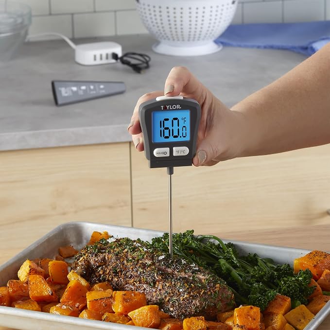 Taylor USB Rechargeable Digital Instant Read Food Thermometer, Gray