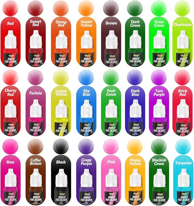 Cake Airbrush Decorating Kit with Compressor: Futebo Cookie Airbrush Kit with 24 Vivid Airbrush Liquid Food Colors, Decorate Cakes, Desserts or Other Baking Food(Color: White)