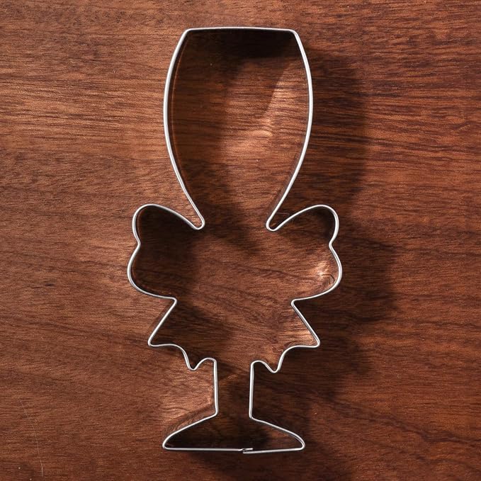 LILIAO Champagne and Champagne Glass with Ribbon Cookie Cutter for Wedding/Engagement - Stainless Steel