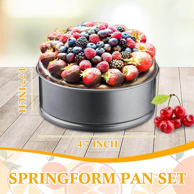 Sunnyray 16 Pcs 4.7 Inch Mini Springform Pan Set, Nonstick Carbon Steel Cheesecake Pans with Removable Bottom, Leakproof Small Cake Baking Molds for Cheesecakes, Quiches and Personal Pizzas