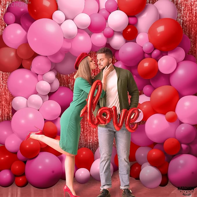 KatchOn, Pink and Red Balloon Arch Kit - Huge 18 Inch, Pack of 186 | Red and Pink Balloons for Galentines Decorations, Birthday, Bachelorette, Anniversary Decorations | Valentines Day Decorations