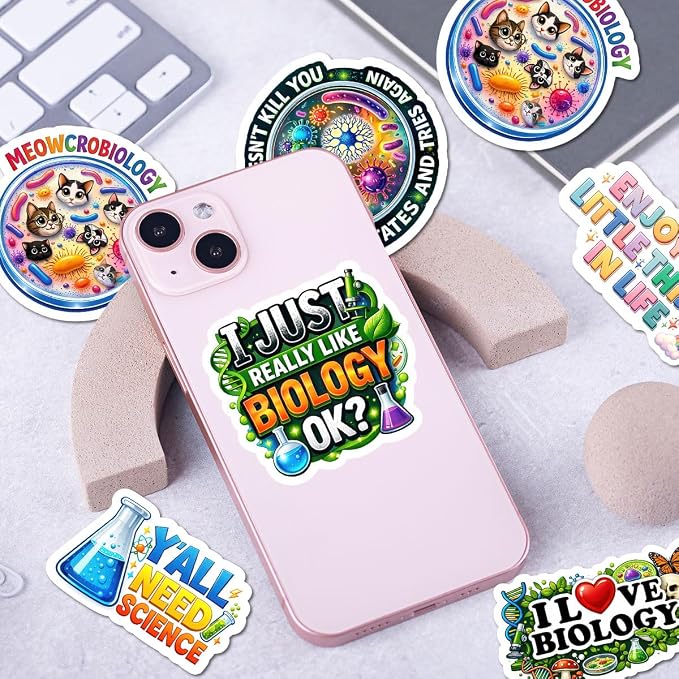 10pcs Biology Sticker Sheet, Educational Vinyl Decals for Biology Students, Teachers, and Nature Lovers, Waterproof, UV-Resistant, for Laptop, Water Bottle, Journal, Notebook, Phone Case, Folder