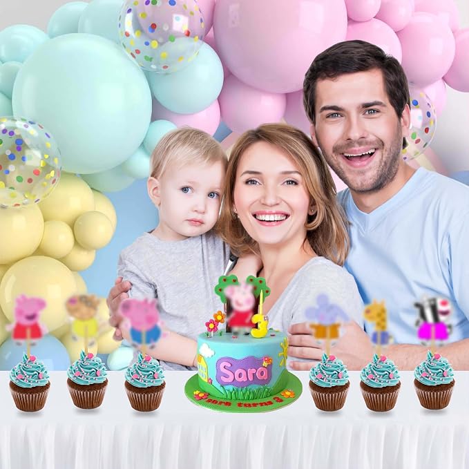 Pepa Pig Cupcake Topper Decorations – Cartoon-Themed Party Cake Picks Featuring Pepa, Family & Friends – Fun Supplies for Birthdays, Celebrations & Collectors