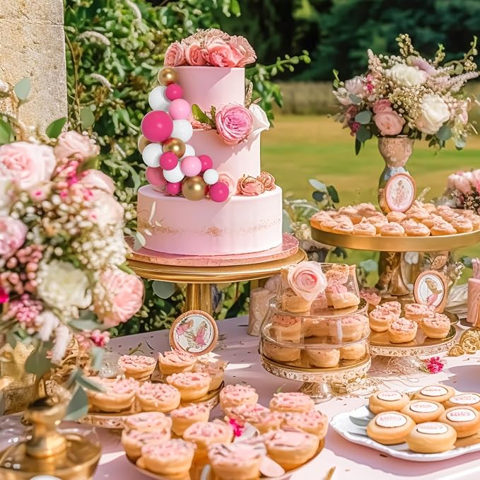 75 Pieces Cake Balls Topper Decorations Foam Cupcake Topper Mini Balloon Balls Cake Picks for Deco Birthday Party Wedding（Pink White Gold Series）