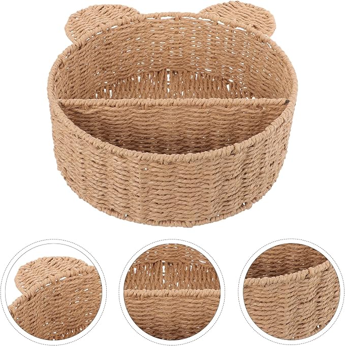 Rattan Fruit Storage Basket Hand-woven Woven Bread Basket Food-grade Plastic Liner for Kitchen and Dining Use