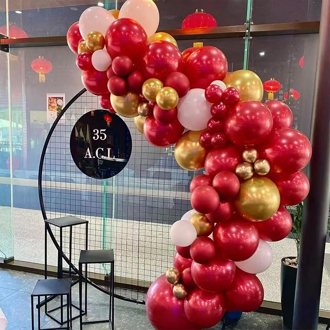 Red and Gold Balloon Arch Kit, Metallic Gold and Red Balloon Garland Kit, 100 Pcs Balloons Different Sizes for Valentines Wedding Bridal Shower Anniversary Bachelorette Party Decorations