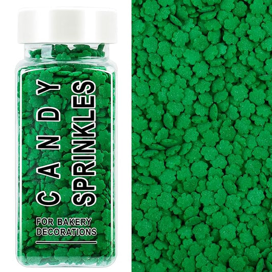 Shamrock Sprinkles, St. Patrick's Day Green Sprinkles for Cake Decorating, Edible shamrocks for Baking, Ice Cream, Cookies, Cupcake Topper