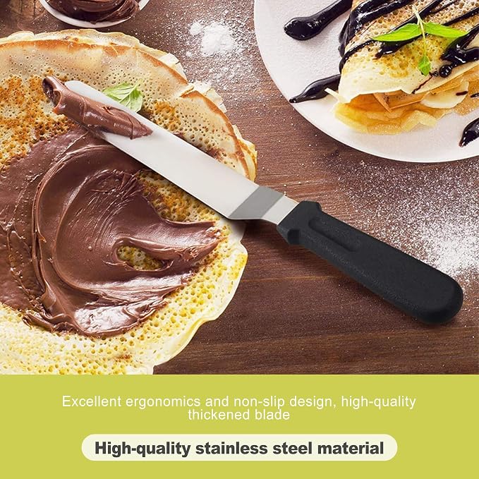 2 Pcs Offset Icing Spatula Set 6 and 8 Inch Angled Stainless Steel Cake Frosting Spatulas for Baking Decorating Smoothing Scraper Tools for Cakes