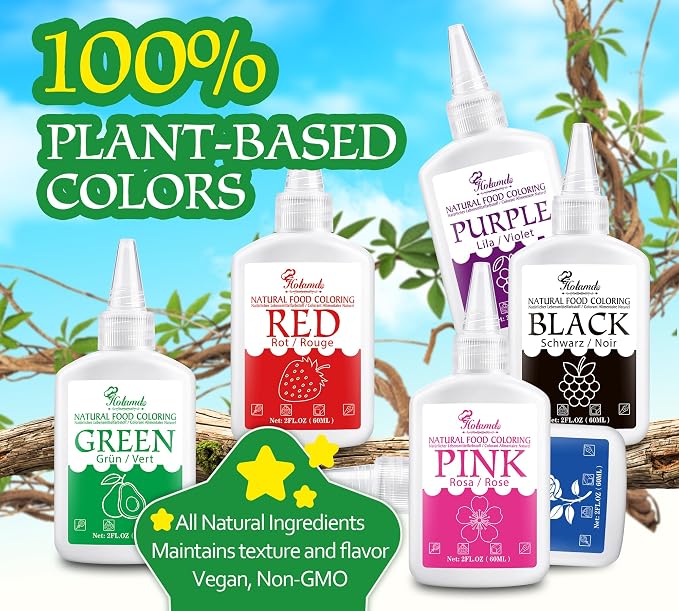 Natural Food Coloring - 2oz Plant-Based Liquid Food Dye, FD&C Dye Free, Gluten Free Vegan Non-GMO, No Dairy Nut Egg Sugar, for Baking Cake Decorating Icing Frosting Fondant Easter Eggs Drinks (black)