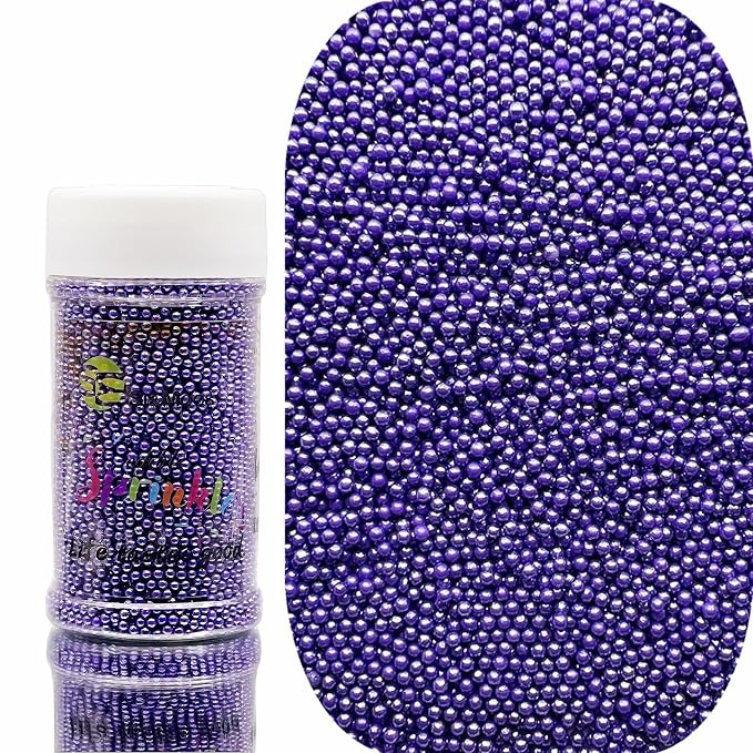 SE Si&Moos Nonpareil Sprinkles, 2mm Purple Mini Edible Pearls Purple Sprinkles for Cake Decorating Lavender Nonpareils Halloween Cookie Decorations Wedding Baby Shower Party Christmas Holiday Supplies 3.5 OZ