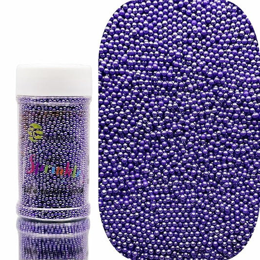 SE Si&Moos Nonpareil Sprinkles, 2mm Purple Mini Edible Pearls Purple Sprinkles for Cake Decorating Lavender Nonpareils Halloween Cookie Decorations Wedding Baby Shower Party Christmas Holiday Supplies 3.5 OZ