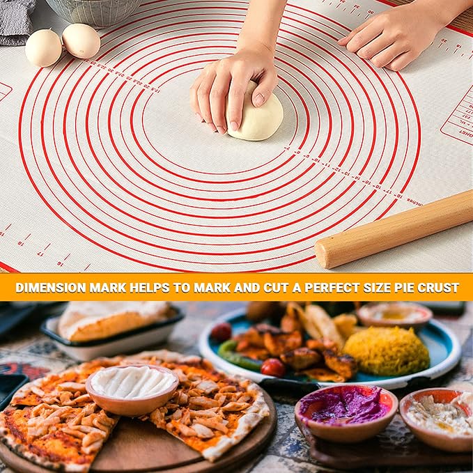 Qidoe Silicone Baking Mat, 16" x 24", Extra Thick Non-Stick, Food-Grade, Non-Slip, Red