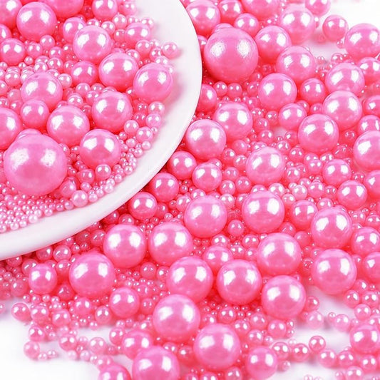 Pink Pearl Sprinkles for Cake Decorating, 130g/4.6oz Edible Pearl Sprinkles, Baking Cupcakes, Donuts, Macarons Toppings