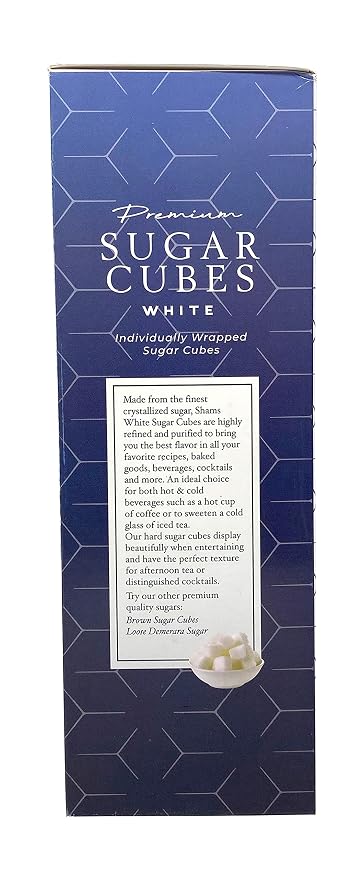 Shams Kosher Sugar Cubes – White Pure Cane Sugar Cubes, Non-GMO, Vegan, Certified Kosher - Individually Wrapped Sugar Cubes for Coffee, Cocktails, Tea 17.6 Ounce